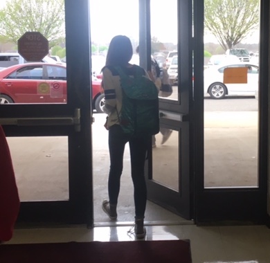 Grace Ziegenbalg walks out of school for Sophomore Spring Break '17.
